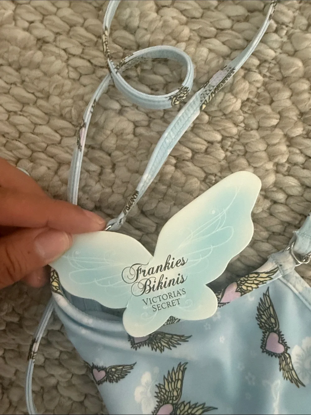 Frankie's Bikinis Light Blue Butterfly Cutout One-Piece Swim